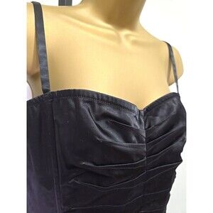 Black Satin Corset Boned Camisole Bustier Womens 8 Sexy Edgy Vamp Festival Goth